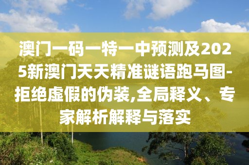 澳門一碼一特一中預測及2025新澳門天天精準謎語跑馬圖-拒絕虛假的偽裝,全局釋義、專家解析解釋與落實