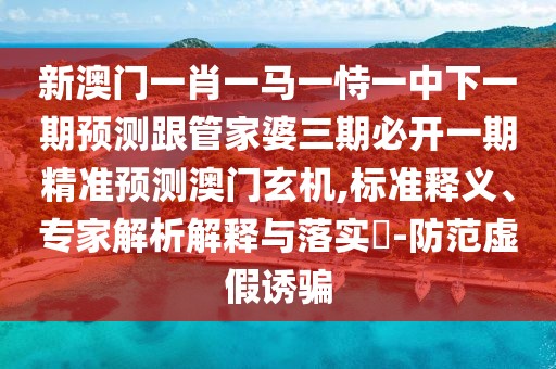 新澳門一肖一馬一恃一中下一期預(yù)測(cè)跟管家婆三期必開一期精準(zhǔn)預(yù)測(cè)澳門玄機(jī),標(biāo)準(zhǔn)釋義、專家解析解釋與落實(shí)?-防范虛假誘騙