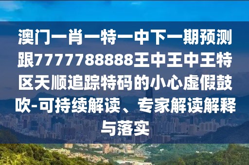 澳門一肖一特一中下一期預測跟7777788888王中王中王特區(qū)天順追蹤特碼的小心虛假鼓吹-可持續(xù)解讀、專家解讀解釋與落實
