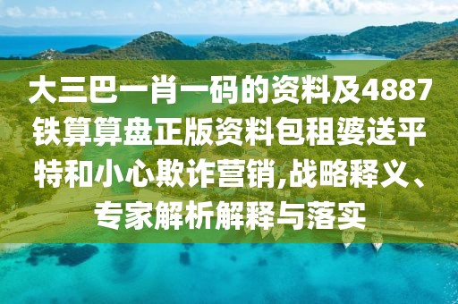 大三巴一肖一碼的資料及4887鐵算算盤正版資料包租婆送平特和小心欺詐營(yíng)銷,戰(zhàn)略釋義、專家解析解釋與落實(shí)