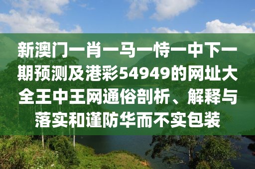 新澳門一肖一馬一恃一中下一期預測及港彩54949的網(wǎng)址大全王中王網(wǎng)通俗剖析、解釋與落實和謹防華而不實包裝