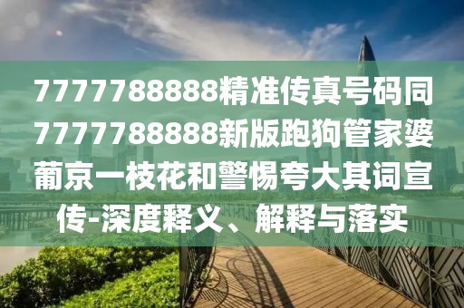 7777788888精準(zhǔn)傳真號(hào)碼同7777788888新版跑狗管家婆葡京一枝花和警惕夸大其詞宣傳-深度釋義、解釋與落實(shí)