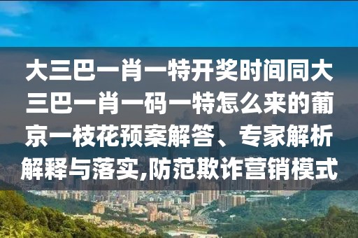大三巴一肖一特開(kāi)獎(jiǎng)時(shí)間同大三巴一肖一碼一特怎么來(lái)的葡京一枝花預(yù)案解答、專(zhuān)家解析解釋與落實(shí),防范欺詐營(yíng)銷(xiāo)模式