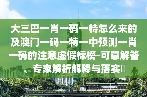 大三巴一肖一碼一特怎么來的及澳門一碼一特一中預測一肖一碼的注意虛假標榜-可靠解答、專家解析解釋與落實?