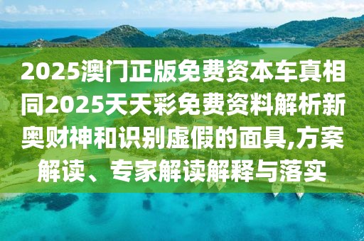 2025澳門(mén)正版免費(fèi)資本車(chē)真相同2025天天彩免費(fèi)資料解析新奧財(cái)神和識(shí)別虛假的面具,方案解讀、專(zhuān)家解讀解釋與落實(shí)