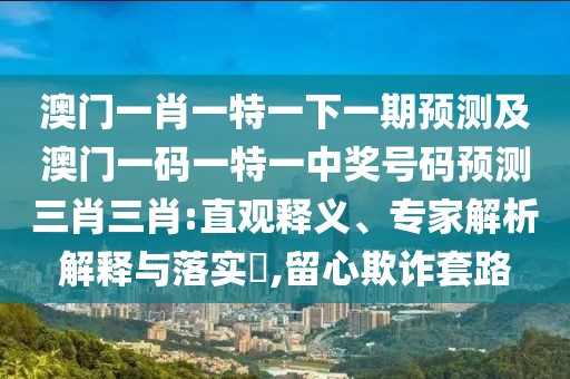 澳門一肖一特一下一期預(yù)測及澳門一碼一特一中獎(jiǎng)號(hào)碼預(yù)測三肖三肖:直觀釋義、專家解析解釋與落實(shí)?,留心欺詐套路