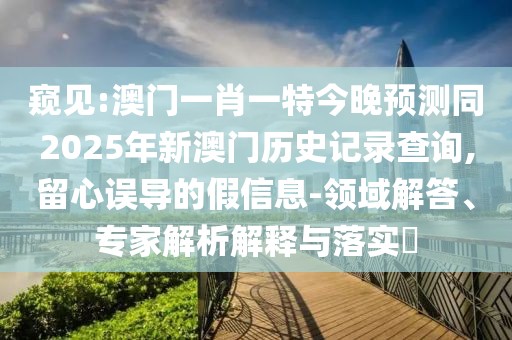 窺見:澳門一肖一特今晚預(yù)測(cè)同2025年新澳門歷史記錄查詢,留心誤導(dǎo)的假信息-領(lǐng)域解答、專家解析解釋與落實(shí)?