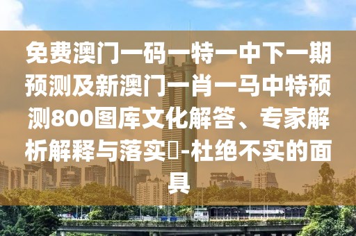 免費(fèi)澳門一碼一特一中下一期預(yù)測(cè)及新澳門一肖一馬中特預(yù)測(cè)800圖庫文化解答、專家解析解釋與落實(shí)?-杜絕不實(shí)的面具