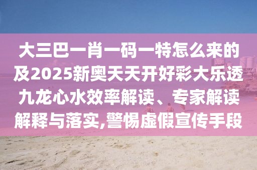 大三巴一肖一碼一特怎么來(lái)的及2025新奧天天開(kāi)好彩大樂(lè)透九龍心水效率解讀、專(zhuān)家解讀解釋與落實(shí),警惕虛假宣傳手段