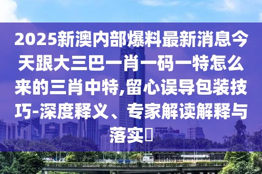 2025新澳內(nèi)部爆料最新消息今天跟大三巴一肖一碼一特怎么來(lái)的三肖中特,留心誤導(dǎo)包裝技巧-深度釋義、專家解讀解釋與落實(shí)?