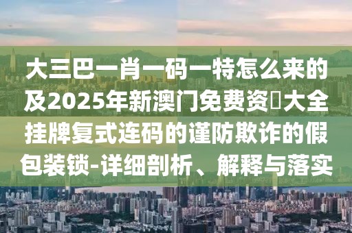 大三巴一肖一碼一特怎么來的及2025年新澳門免費資枓大全掛牌復式連碼的謹防欺詐的假包裝鎖-詳細剖析、解釋與落實