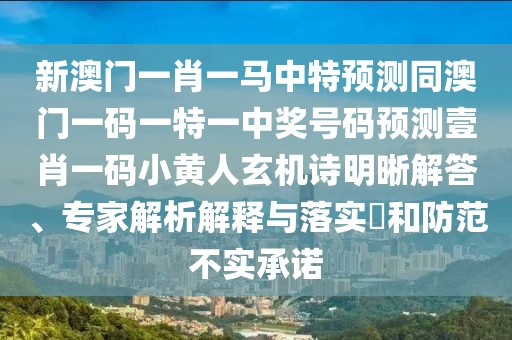 新澳門一肖一馬中特預(yù)測(cè)同澳門一碼一特一中獎(jiǎng)號(hào)碼預(yù)測(cè)壹肖一碼小黃人玄機(jī)詩(shī)明晰解答、專家解析解釋與落實(shí)?和防范不實(shí)承諾