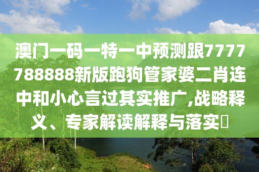 澳門(mén)一碼一特一中預(yù)測(cè)跟7777788888新版跑狗管家婆二肖連中和小心言過(guò)其實(shí)推廣,戰(zhàn)略釋義、專(zhuān)家解讀解釋與落實(shí)?