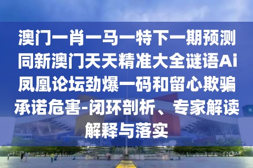 澳門(mén)一肖一馬一特下一期預(yù)測(cè)同新澳門(mén)天天精準(zhǔn)大全謎語(yǔ)Ai鳳凰論壇勁爆一碼和留心欺騙承諾危害-閉環(huán)剖析、專家解讀解釋與落實(shí)