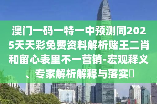 澳門一碼一特一中預(yù)測(cè)同2025天天彩免費(fèi)資料解析賭王二肖和留心表里不一營銷-宏觀釋義、專家解析解釋與落實(shí)?