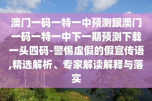 澳門一碼一特一中預(yù)測跟澳門一碼一特一中下一期預(yù)測下載一頭四碼-警惕虛假的假宣傳語,精選解析、專家解讀解釋與落實