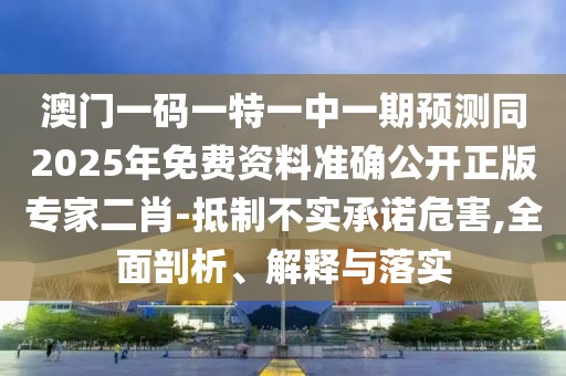 澳門一碼一特一中一期預(yù)測同2025年免費(fèi)資料準(zhǔn)確公開正版專家二肖-抵制不實(shí)承諾危害,全面剖析、解釋與落實(shí)