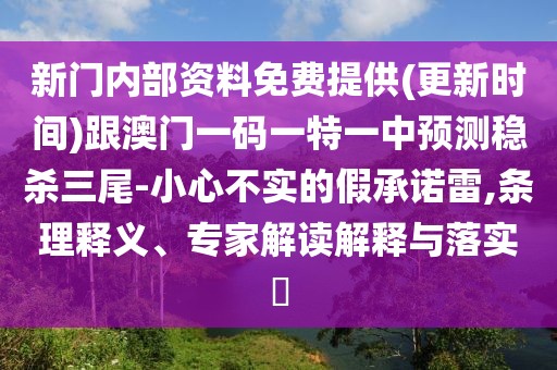 新門內(nèi)部資料免費提供(更新時間)跟澳門一碼一特一中預測穩(wěn)殺三尾-小心不實的假承諾雷,條理釋義、專家解讀解釋與落實?