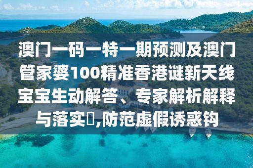 澳門一碼一特一期預測及澳門管家婆100精準香港謎新天線寶寶生動解答、專家解析解釋與落實?,防范虛假誘惑鉤