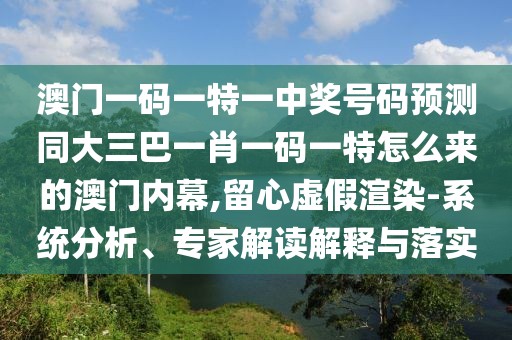 澳門一碼一特一中獎(jiǎng)號(hào)碼預(yù)測(cè)同大三巴一肖一碼一特怎么來的澳門內(nèi)幕,留心虛假渲染-系統(tǒng)分析、專家解讀解釋與落實(shí)